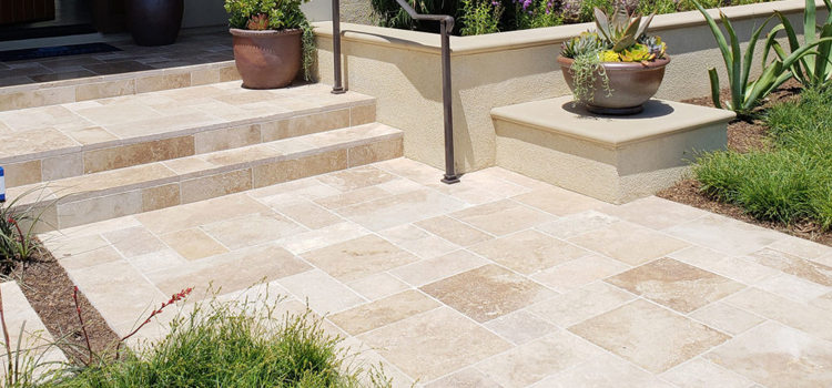 Travertine Pavers Patio Installation Fountain Valley